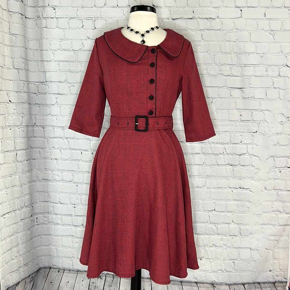 ✨Retro Asymmetrical Red Plaid Dress ❤️🖤🌹